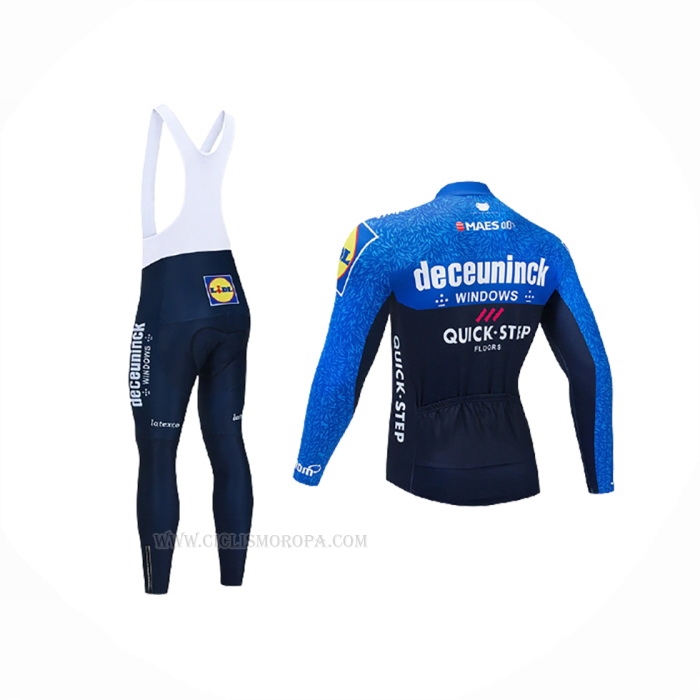 2021 Ropa Ciclismo Deceuninck Quick Step Azul Negro Mangas Largas y Culotte Lunga
